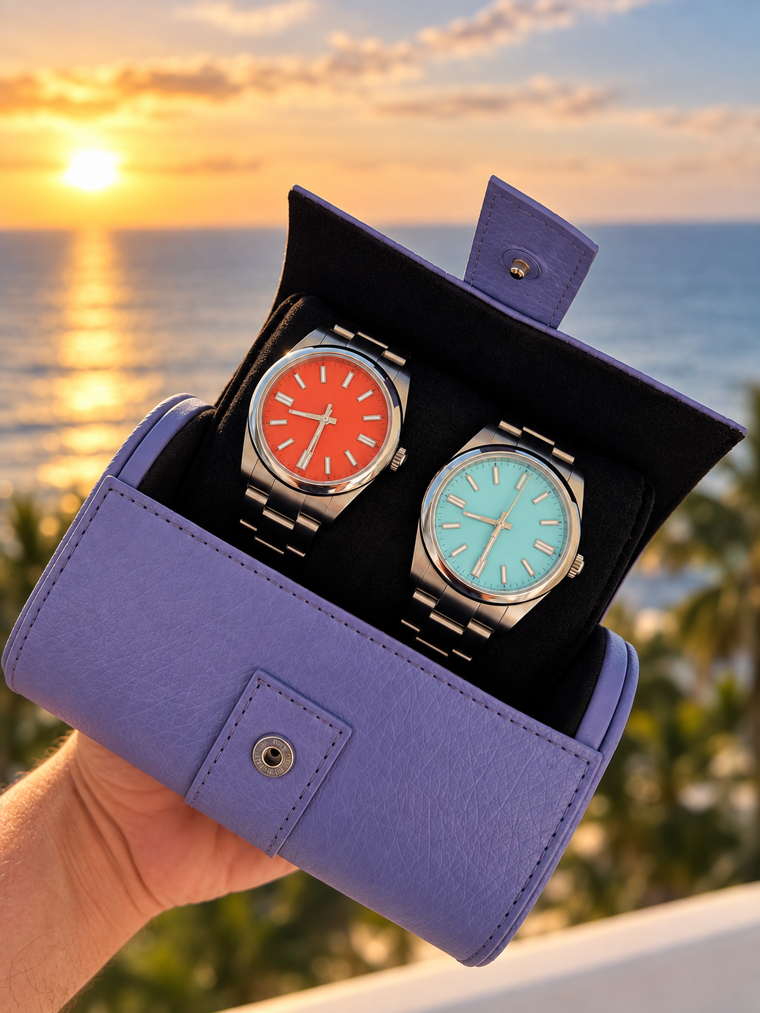 SEE Accessories luxury watch case and leather watch roll collection